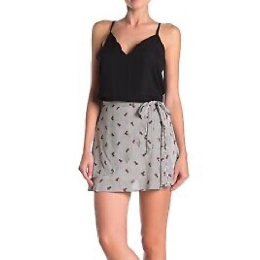 Favlux/ Nordstrom| Floral Pinstripe Faux Wrap Mini Skirt size L